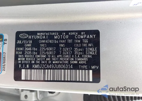 2018 Hyundai Tucson Se из США, поврежденный, VIN KM8J2CA49JU806314